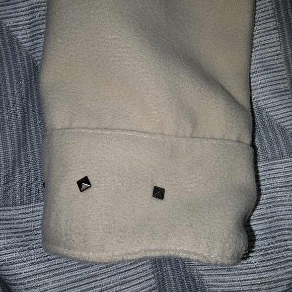 What's Hot Womens Beige Wool Blend Belted Full-Zip Studed PeaCoat Size: X-Large - Picture 8 of 10